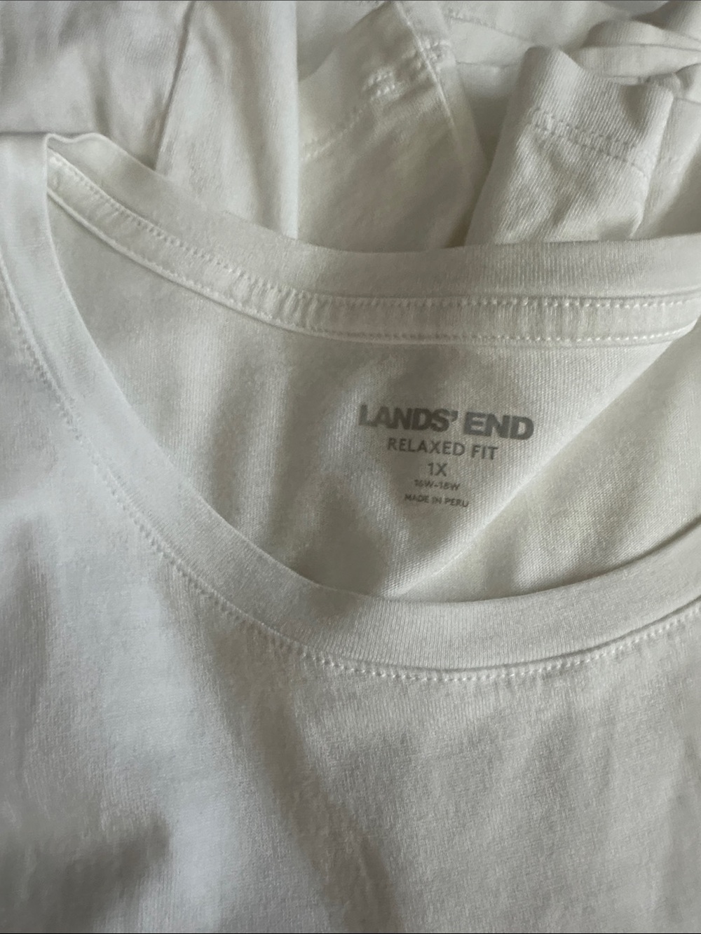Lands' End Woman’s White Relaxed long sleeve Crewneck Tee